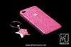 Royal Kit Apple iPhone 4 Diamond Leather Case with Python Star Key Ring - Pink Edition